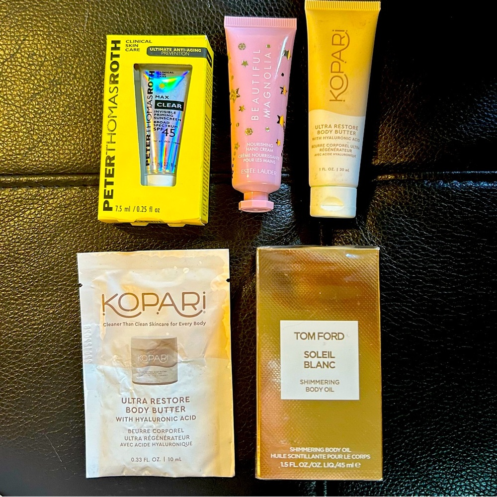 $80 Worth Luxury Body Oil and Creams Tom Ford Kopari Peter Tho Roth Estée Lauder